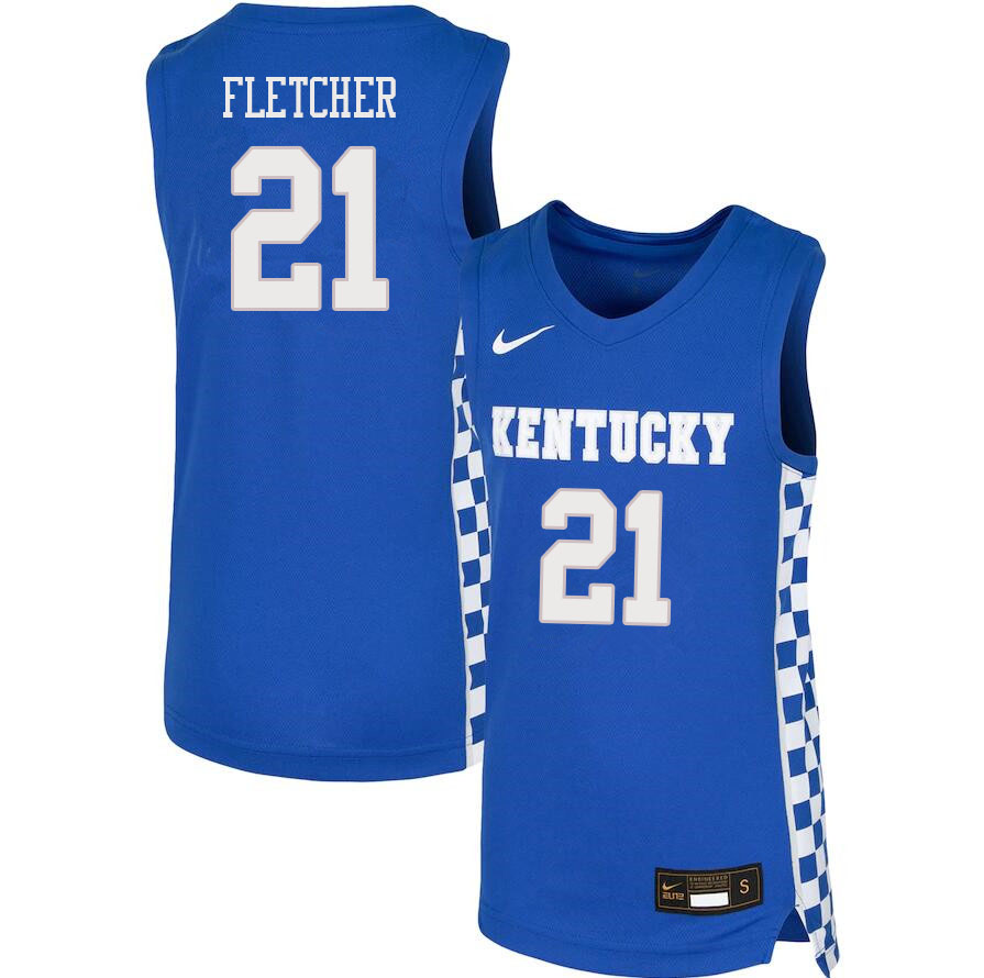 Men #21 Cam'Ron Fletcher Kentucky Wildcats College Basketball Jerseys Sale-Blue